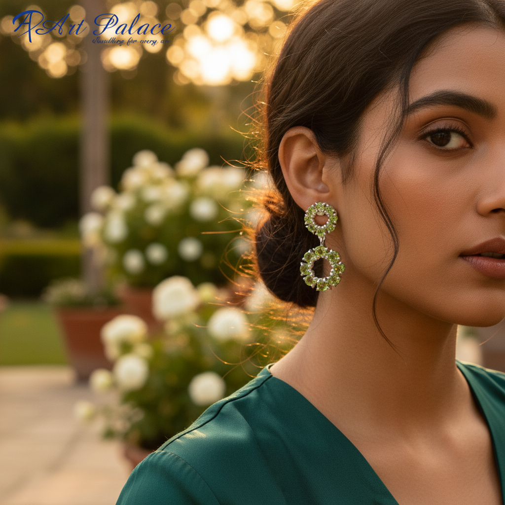 925 Silver Peridot Earrings for Women | Dangle Earrings