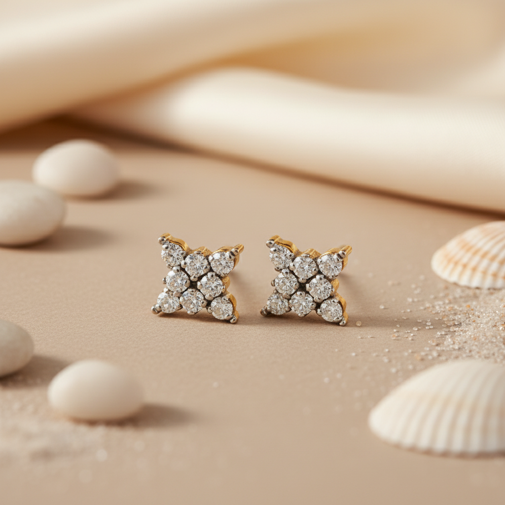 Diamond Stud Earrings | gold plating Finish | Women's Gift