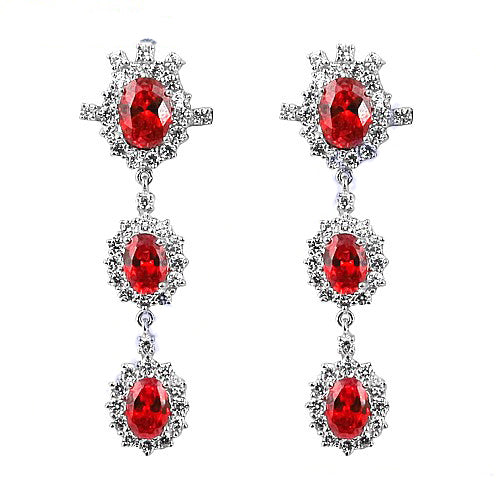 Silver Ruby Drop Earrings for Women | Statement Jewelry
