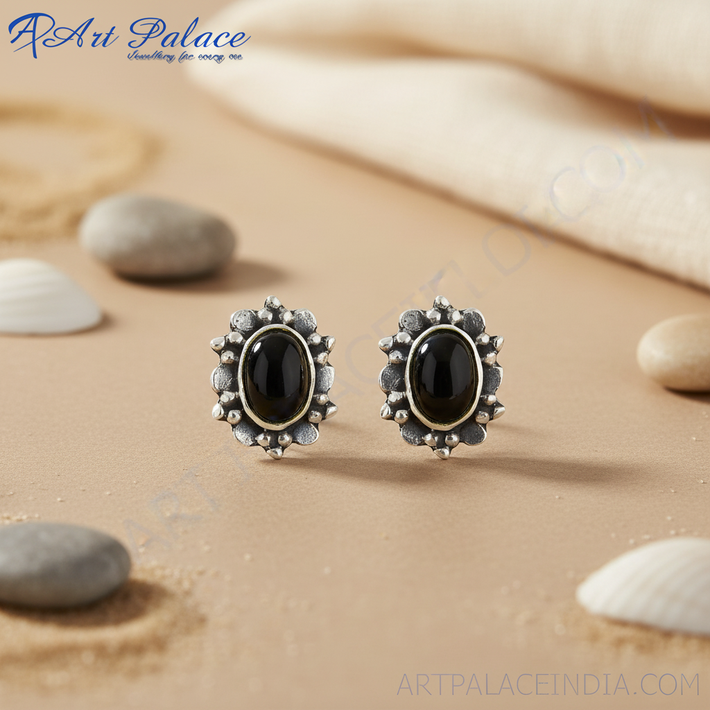 925 Silver Black Onyx Stud Earrings for Women | Gift Jewelry