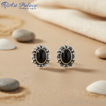 Load image into Gallery viewer, 925 Silver Black Onyx Stud Earrings for Women | Gift Jewelry
