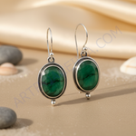 Load image into Gallery viewer, 925 Silver Emerald Drop Earrings for Women | Gemstone Jewelry
