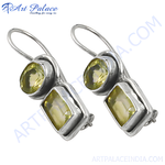 将图像加载到图库查看器中， 925 sterling silver drop earrings with yellow citrine gemstones, a vibrant and elegant jewelry.
