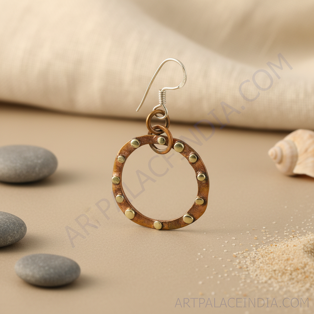 Copper Hoop Earrings with Gold Accents | Unique Jewelry Gift
