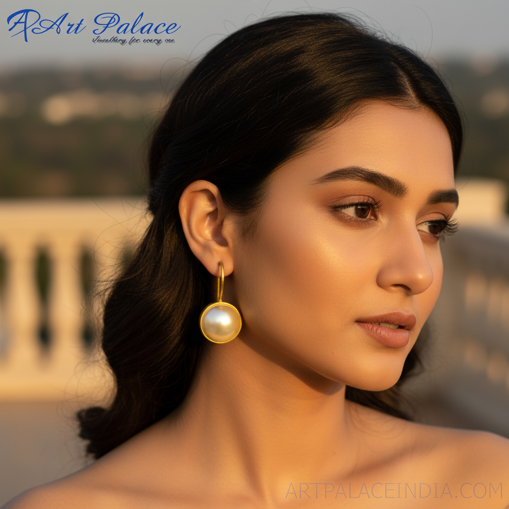 Gold pearl drop earrings | women's elegant jewelry