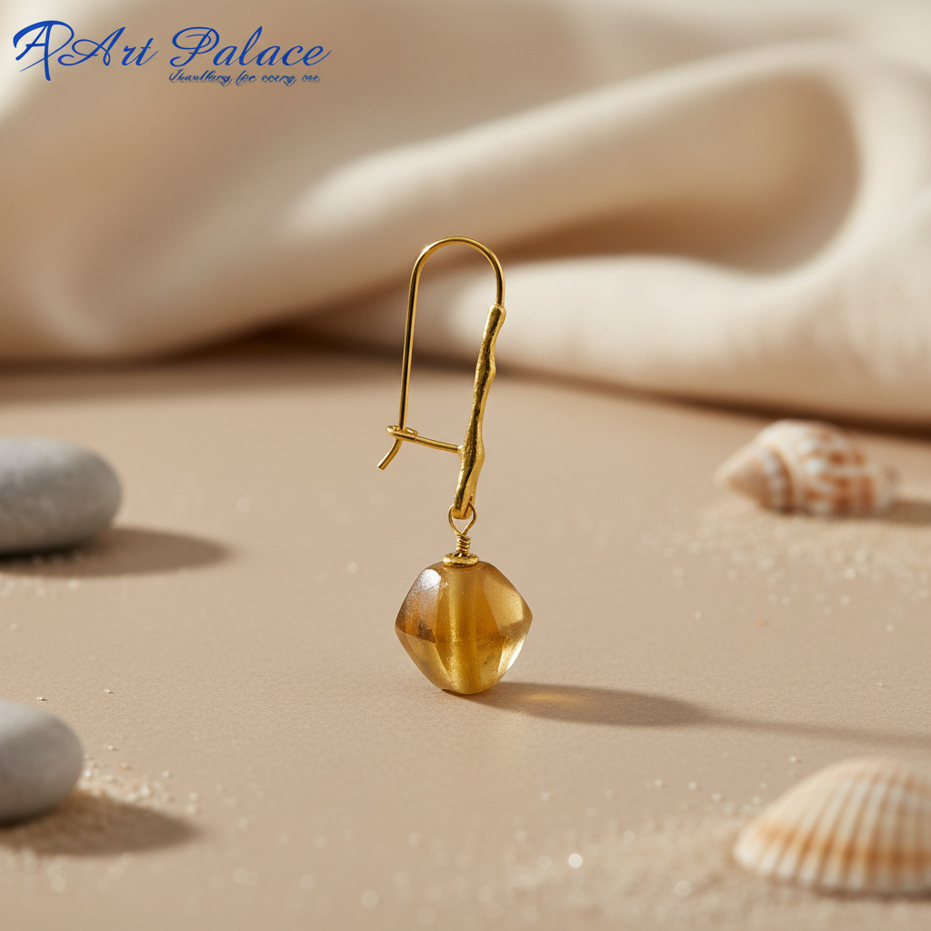 Gold gemstone drop earrings for women | statement jewelry