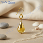 Load image into Gallery viewer, Gold Teardrop Earrings with Citrine Stone | Dangle Earrings for Women
