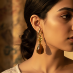 Load image into Gallery viewer, Gold Teardrop Earrings with Citrine &amp; Brown Gemstones | Gift for Her

