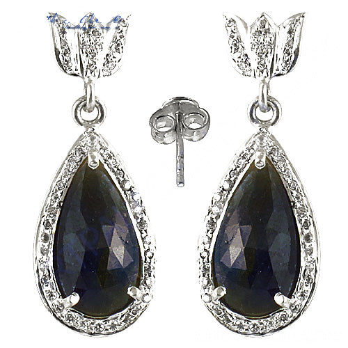 925 Silver Sapphire Teardrop Earrings for Women | Gift Jewelry