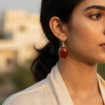 将图像加载到图库查看器中， 925纯银玛瑙椭圆形耳环（女士款）| 宝石首饰
