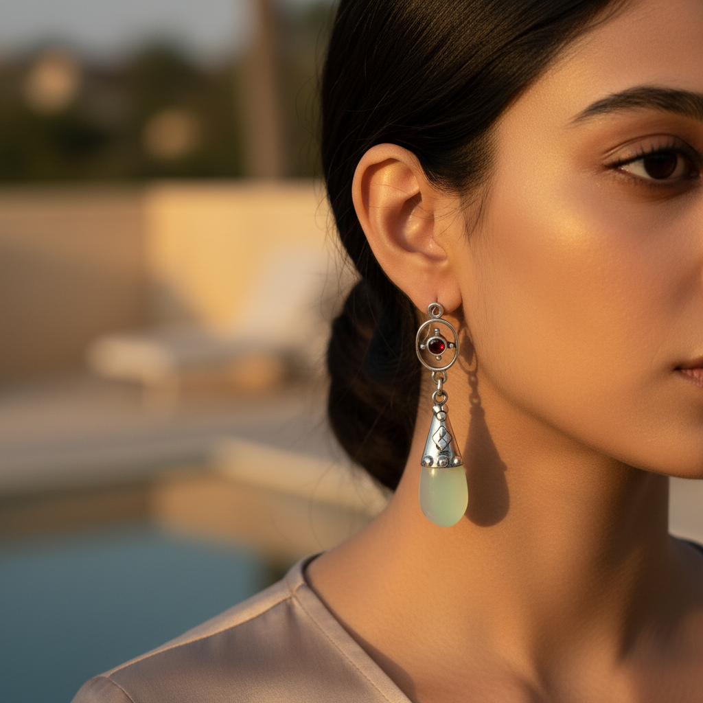 925 silver teardrop opal earrings for women | dangle earrings