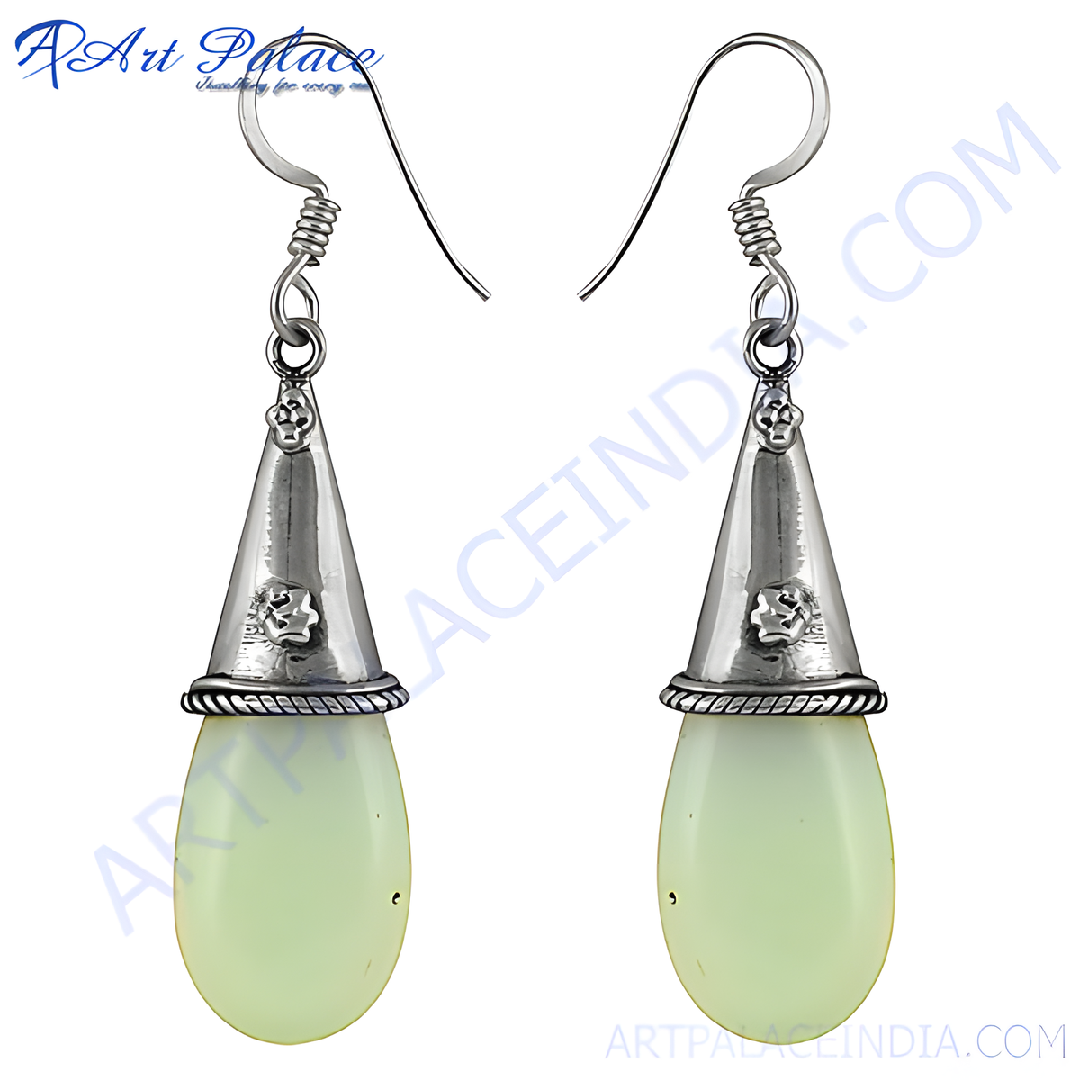 925 silver dangle earrings with pear shaped green gemstones, perfect for women