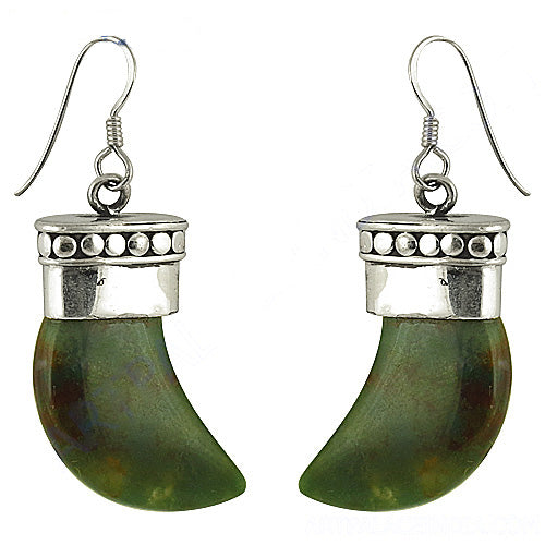 925 Silver Green Jade Earrings for Women | Dangle Earrings