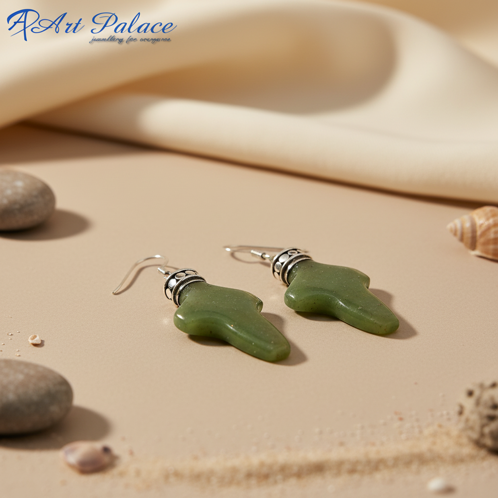 Green Jade Drop Earrings | 925 Sterling Silver | Gift for Her
