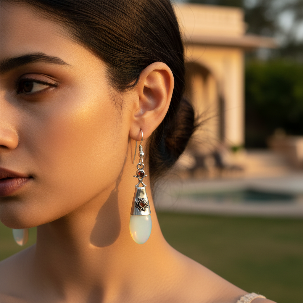 925 Silver Opalite Drop Earrings for Women | Dangle Earrings