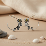 将图像加载到图库查看器中， 925 Silver Flower Leaf Hoop Earrings for Women | Gift
