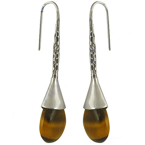925 Silver Tiger Eye Drop Earrings for Women | Gemstone Jewelry