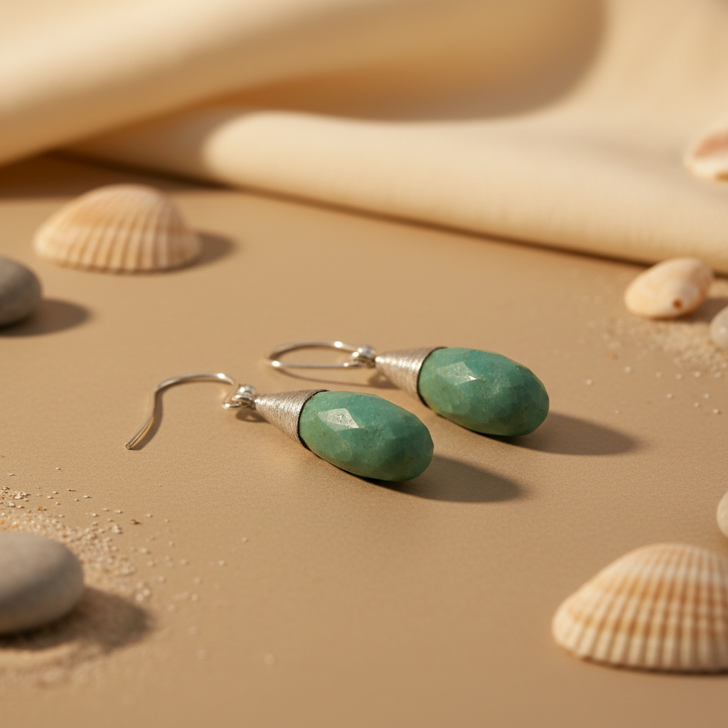 925 silver green gemstone drop earrings for women | gift