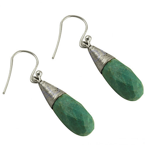 925 Silver Green Gemstone Drop Earrings for Women | Gift