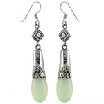 Load image into Gallery viewer, 925 Silver Green Gemstone Dangle Earrings | Women's Jewelry
