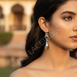 将图像加载到图库查看器中， 925纯银黄水晶宝石吊坠耳环（女士款）
