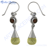 将图像加载到图库查看器中， Sterling silver dangle earrings with faceted yellow citrine gemstones, a perfect jewelry gift.
