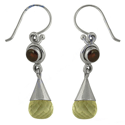 925 Silver Citrine Gemstone Dangle Earrings for Women