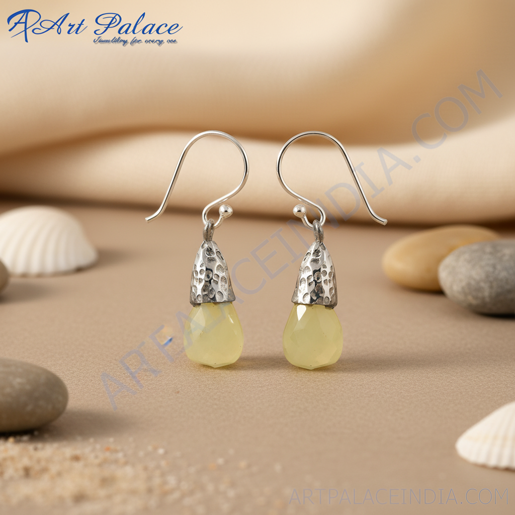 925 silver lemon quartz drop earrings for women | dangle jewelry
