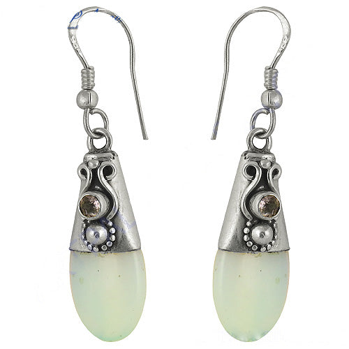 925 Silver Green Gemstone Drop Earrings for Women | Gift