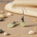 Load image into Gallery viewer, 925 Silver Garnet Drop Earrings for Women | Daily Wear
