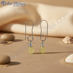 将图像加载到图库查看器中， 银色水滴耳环，镶嵌绿色宝石 | 女士款
