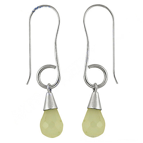 Silver Drop Earrings with Green Gemstones | For Women