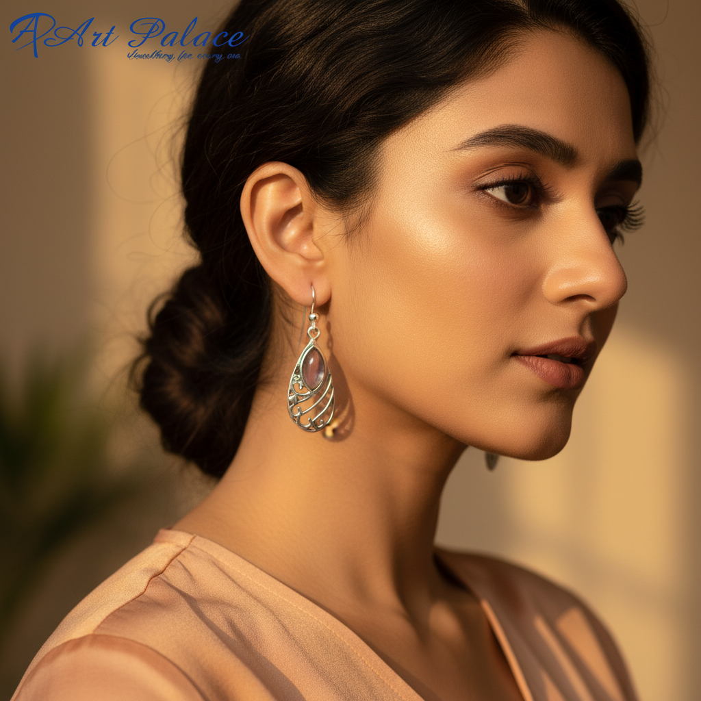 925 silver teardrop gemstone earrings for women | dangle earrings