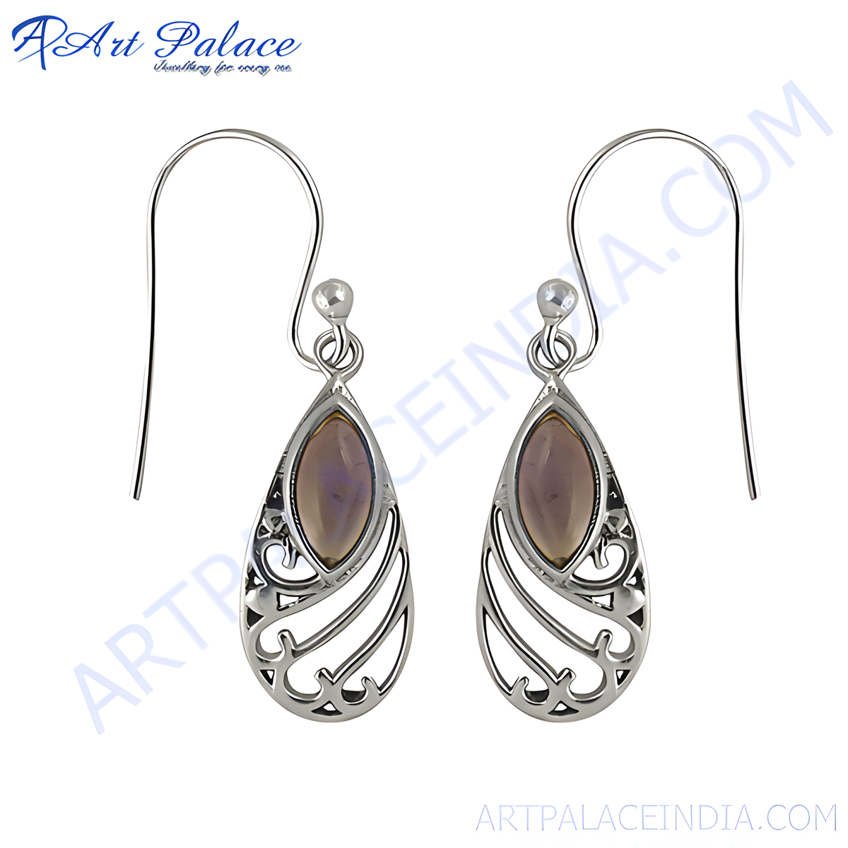 925 sterling silver teardrop earrings with gemstone accents