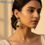 Load image into Gallery viewer, Gold Filigree Garnet Earrings for Women | Statement Jewelry
