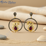 Load image into Gallery viewer, Gold Filigree Garnet Earrings for Women | Statement Jewelry
