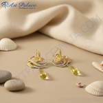 Load image into Gallery viewer, Gold Floral Earrings with Yellow Gemstones for Women | Luxury Jewelry
