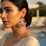 Load image into Gallery viewer, Silver Red Enamel Leaf Drop Earrings | Women&#39;s Fashion Jewelry
