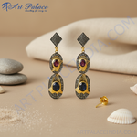 Load image into Gallery viewer, Gold Ruby &amp; Sapphire Dangle Earrings | Luxury Jewelry Gift
