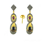 Load image into Gallery viewer, gold plating Ruby &amp; Sapphire Dangle Earrings | Luxury Jewelry Gift
