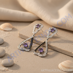 Load image into Gallery viewer, Silver Amethyst Teardrop Earrings for Women | Gemstone Jewelry
