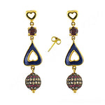Load image into Gallery viewer, gold plating Dangle Earrings with Garnet &amp; Enamel | Women's Jewelry
