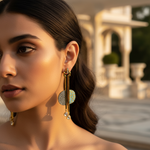 Load image into Gallery viewer, Gold Dangle Earrings with Blue Gemstones for Women
