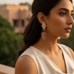 Load image into Gallery viewer, Rose Quartz Drop Earrings with Gold Accents | Women&#39;s Jewelry Gift
