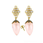 Load image into Gallery viewer, Rose Quartz Drop Earrings with gold plating Accents | Women's Jewelry Gift
