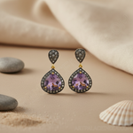 将图像加载到图库查看器中， Amethyst Drop Earrings | Silver &amp; Diamond Accent | Women's Jewelry

