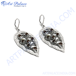 Load image into Gallery viewer, Sterling silver drop earrings with a leaf design and red garnet gemstones, perfect for women.
