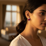 Load image into Gallery viewer, Ruby Stud Earrings in Silver for Women | Gemstone Jewelry
