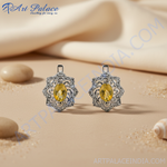 将图像加载到图库查看器中， 925纯银黄水晶耳环（女士款）| 宝石首饰
