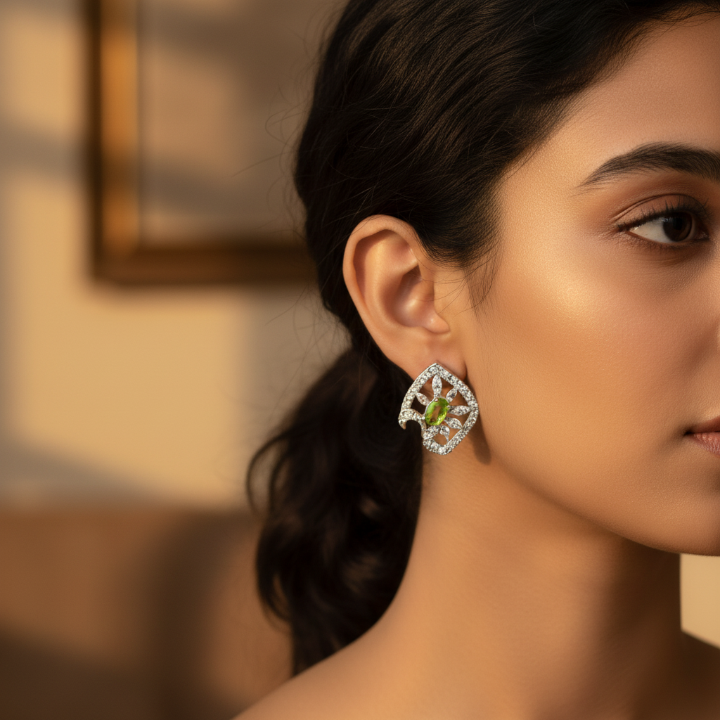 925 Silver Peridot Earrings for Women | Gemstone Jewelry